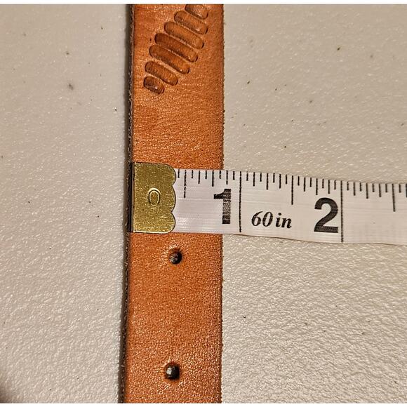 J.Crew Womens Tooled Leather Belt Stitched Accent Western Casual Boho Cowgirl M - Picture 11 of 15
